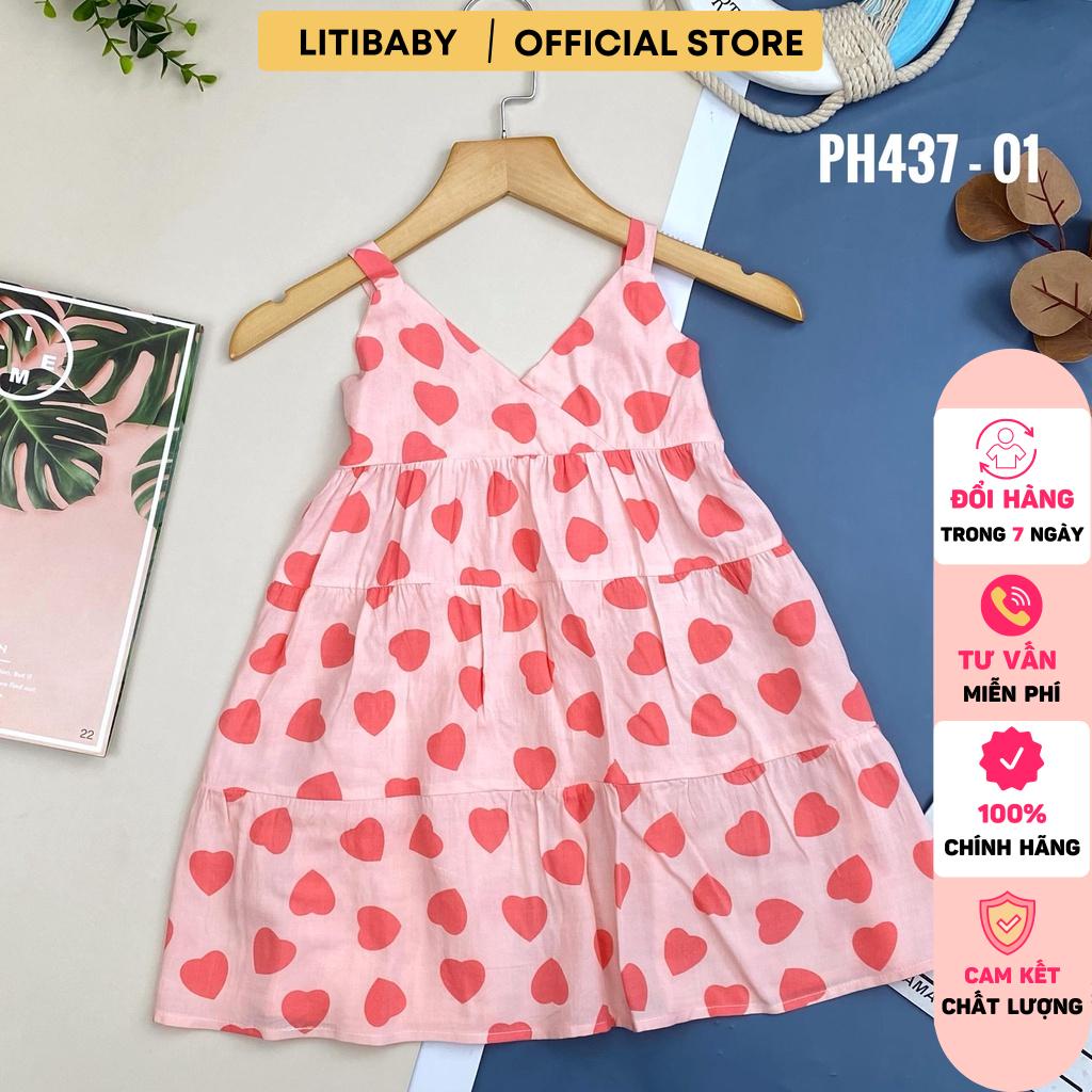 Váy lanh bé gái LITIBABY, size 2/10T, vải lanh mềm mát, dáng váy 2 dây khỏe khoắn