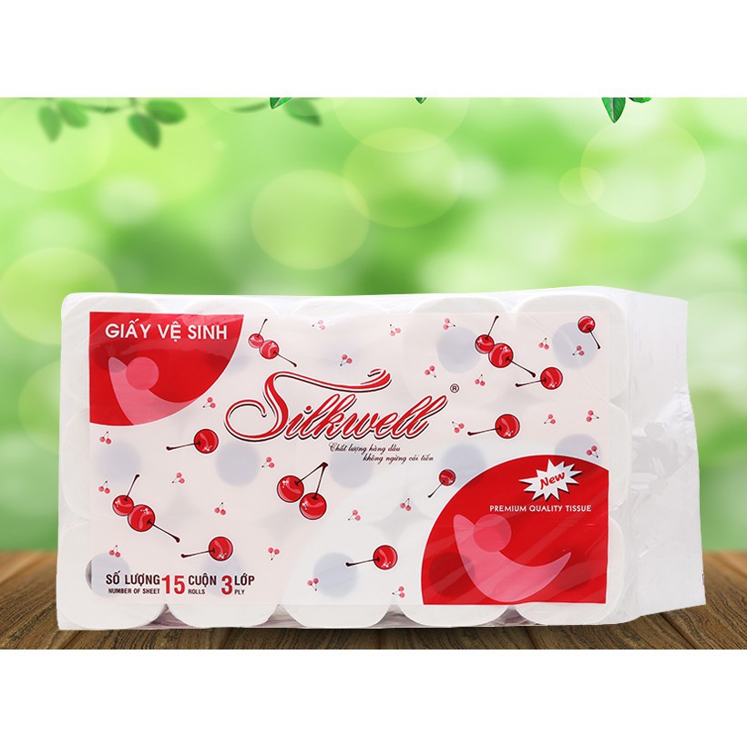 Bịch 15 cuộn giấy vệ sinh 3 lớp Silkwell cao cấp chính hãng công ty Trung Thành