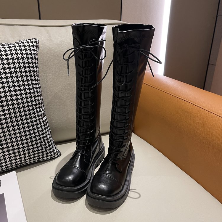 Giày bốt cổ cao thiết kế cột dây sành điệu cao cấp thời trang | BigBuy360 - bigbuy360.vn