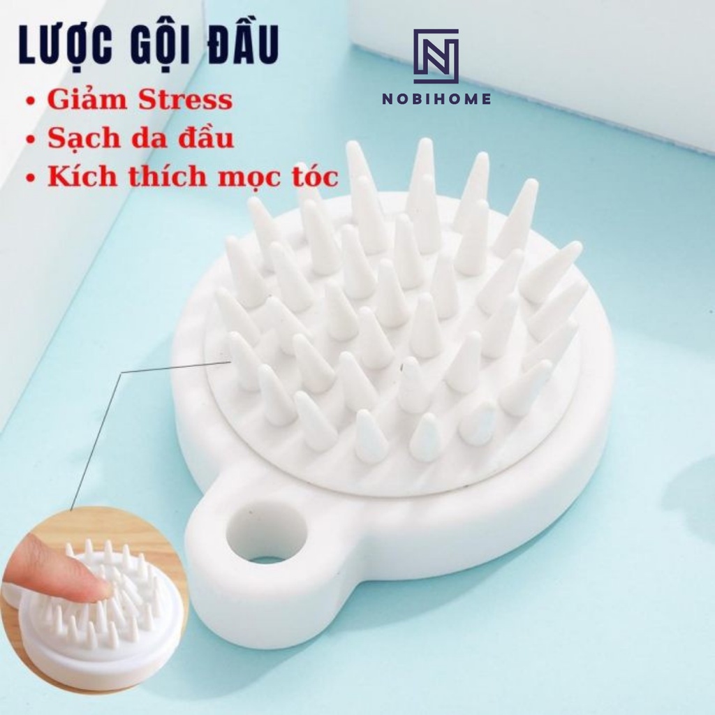 Lược Gội Đầu Silicon Massagage Đầu Nobihome, lược massage đầu silicon siêu mềm gãi đầu kích thích mọc tóc giảm rụng tóc