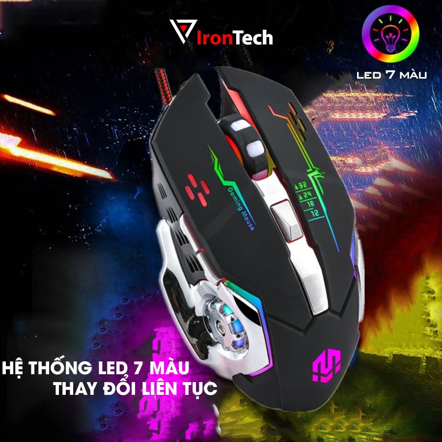 Chuột gaming MACRO IronTech MIHUN G461 PRO chuột máy tính có dây LED huyền ảo 6 phím đa năng 3200DPI cho game thủ