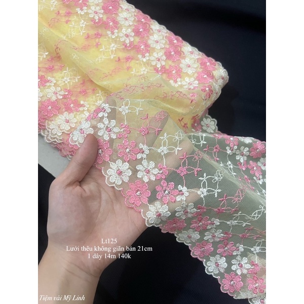Lưới thêu bản 21cm lưới thêu hoa siêu đẹp 2 màu