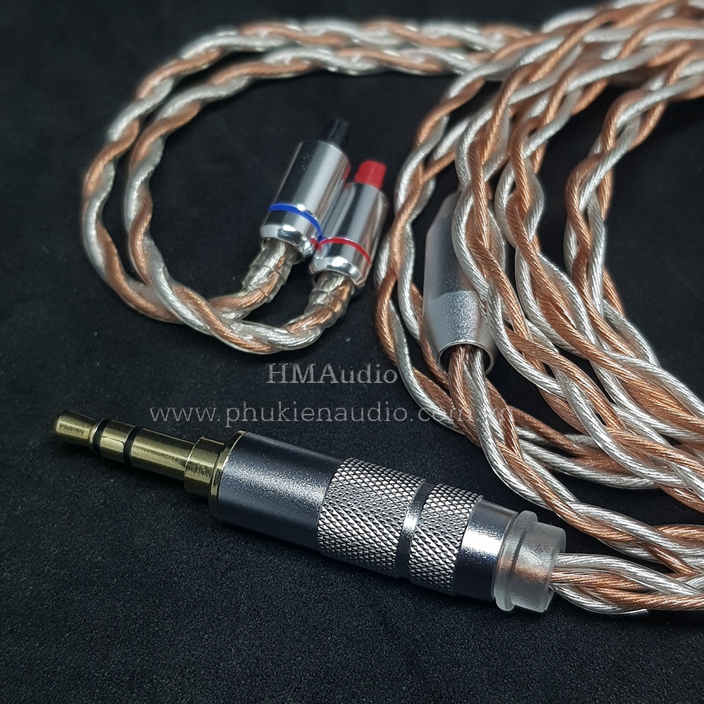 Dây tai nghe Hybrid đồng và đồng mạ bạc OFC 1.2mm tết 4 - Connector ATH IM01/02/03 IM50/ IM70