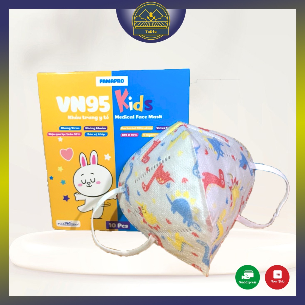 Khẩu Trang N95 Trẻ Em FAMAPRO NAM ANH 4 Lớp Kháng Khuẩn Hộp 10 Cái