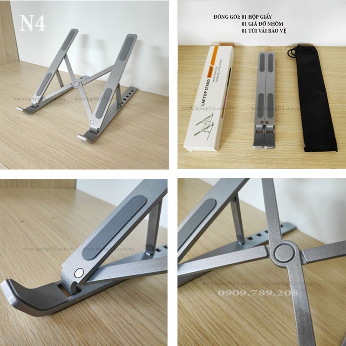 Kệ Giá Đỡ Laptop Macbook Stand Nhôm Tản Nhiệt Tặng Kèm Túi Chống Trầy