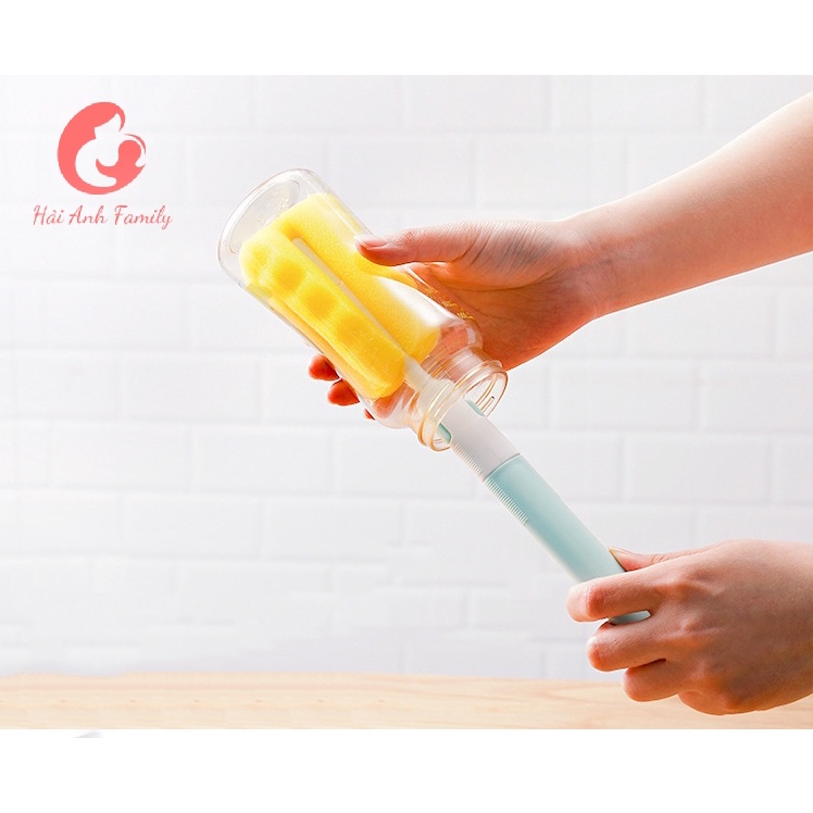 Cọ rửa bình sữa, núm ti, ống hút sữa chất liệu mút xốp 6 chi tiết Hải Anh Family