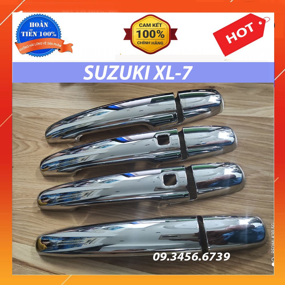 Ốp tay hõm cửa xe Suzuki XL7 2019 đến 2022 Mạ Crom Cao Cấp Chống xước tay cửa làm đẹp cho xe
