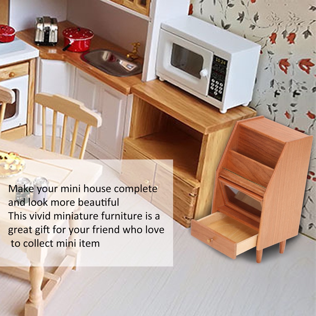 Có thể bán buôn Tủ nhà búp bê thu nhỏ Gỗ anh đào Kết cấu tốt sách bằng gỗ Đồ nội thất để trang trí tự làm Sodium075 Hàng giao ngay
