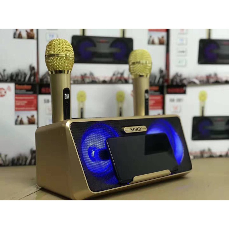 (CHUYÊN SỈ) LOA KARAOKE BLUETOOTH SDRD SD-301 TẶNG 2 MIC KHÔNG DÂY SIÊU HAY (GIÁ RẺ)