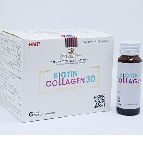 Biotin Collagen 30 plus white- Hỗ trợ đẹp da, dày tóc, ngăn ngừa lão hóa, cân bằng nội tiết tố (6 chai 30ml)