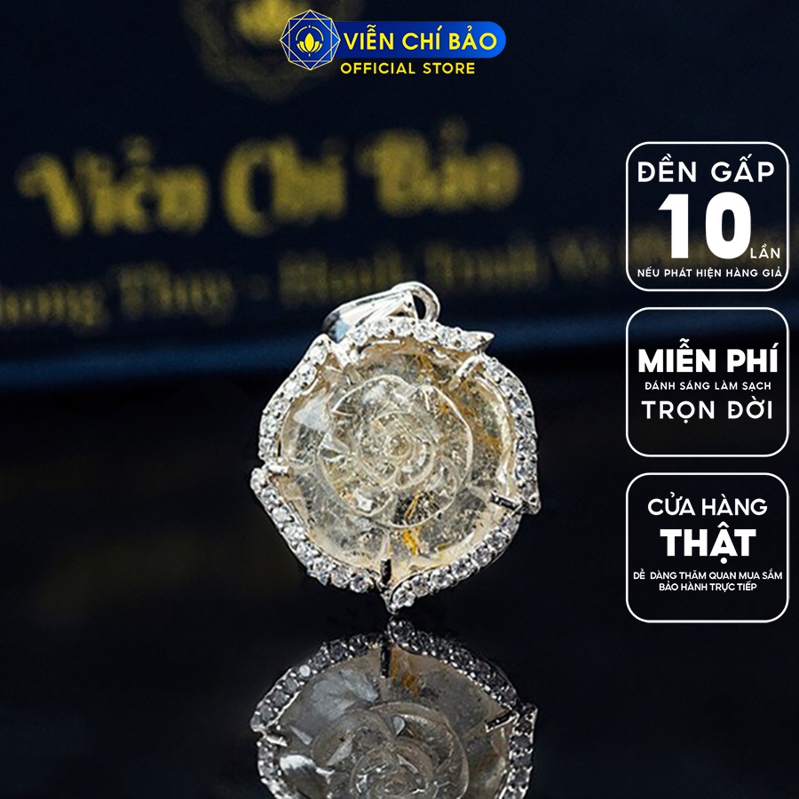 Mặt dây chuyền hoa mẫu đơn đá  tóc vàng - chất liệu bạc 925 thời trang phụ kiện trang sức Viễn Chí Bảo M600055