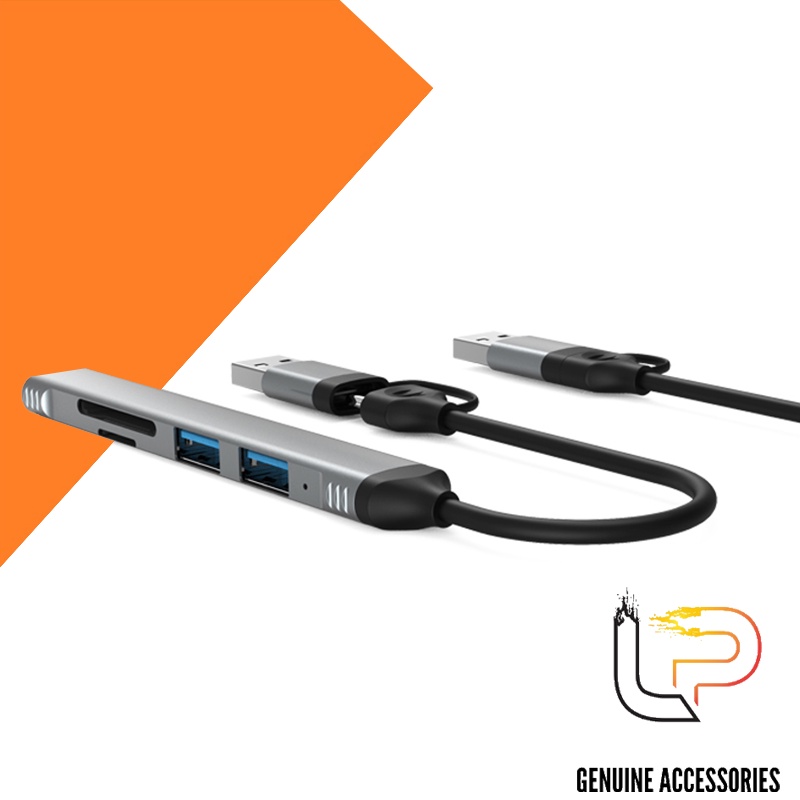 CÁP CHUYỂN TYPE-C KÈM ĐẦU CHUYỂN USB 3.0 RA 3 CỔNG USB3.0+SD/TF HC-77A