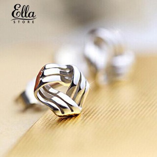 Ellastore lady Triangle Streamlined 925 Sterling Silver Ear Studs Earrings