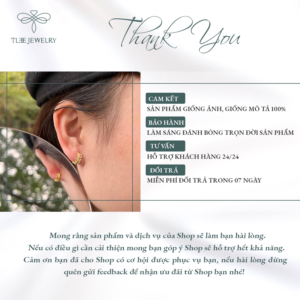Khuyên tai bạc nữ TLEE lá tròn đính đá cao cấp NCJ B0201