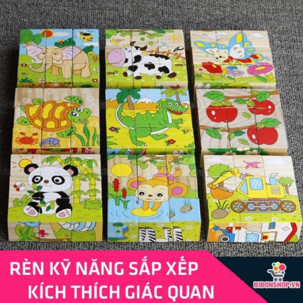 Khối Ghép Gỗ 6 Mặt - Xếp Hình 3D Cho Bé