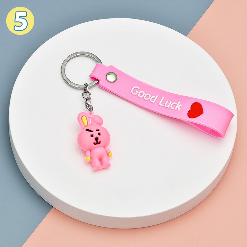 Móc Khóa Mặt Hoạt Hình BTS BT21 3D Dễ Thương Phong Cách Hàn Quốc Thời Trang