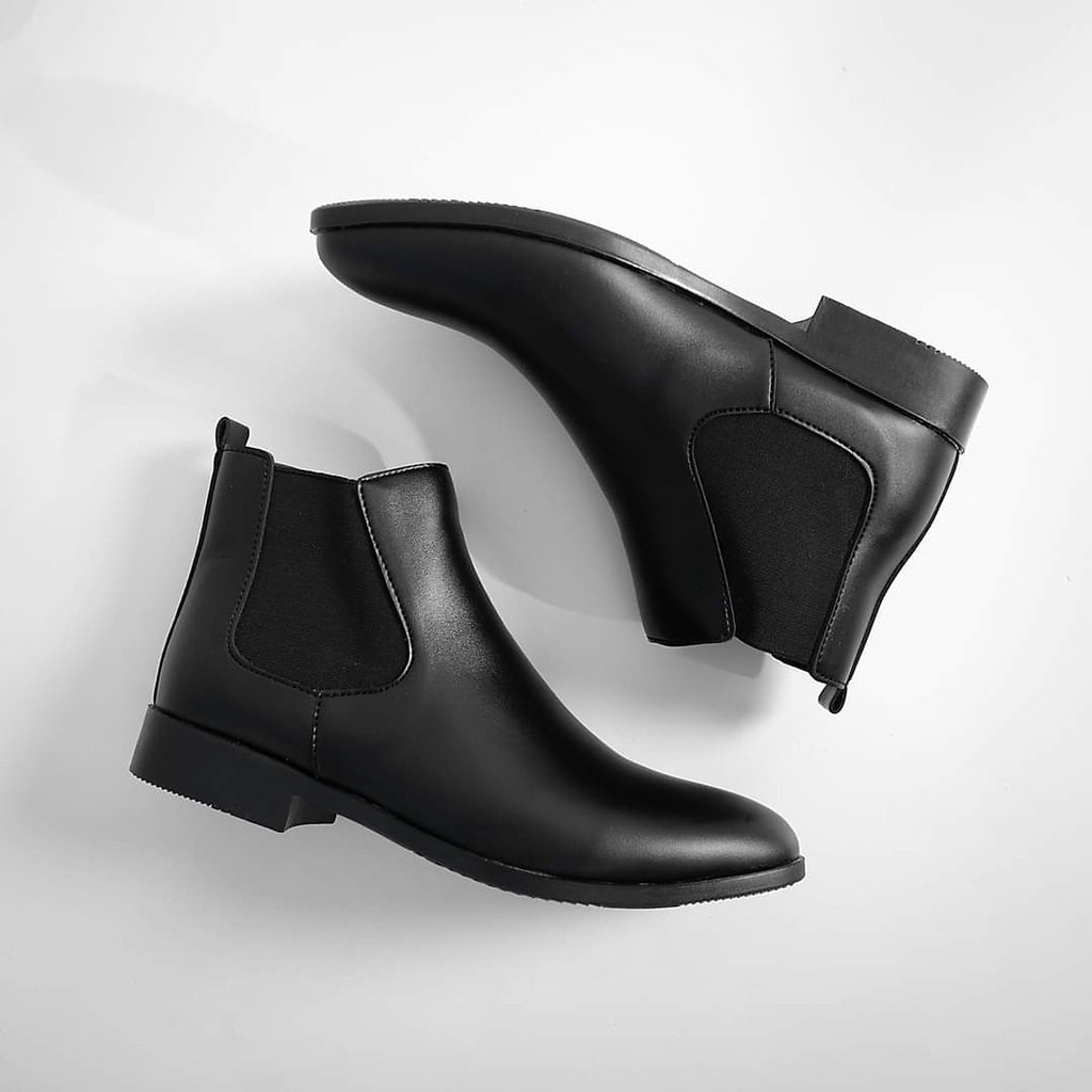 Giày da chelsea boots Inichi GI1071 da lì chống gãy, có may đế