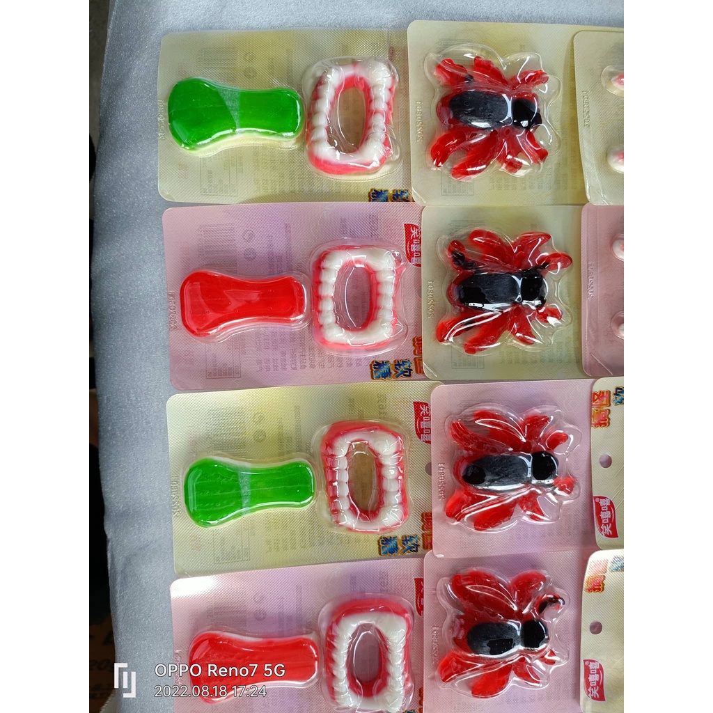 [ Siêu kute ] Combo 30 cái Kẹo dẻo hoạt hình / Kẹo dẻo hình Cá sấu , ếch, nhện, răng vị hoa quả tổng hợp đáng yêu