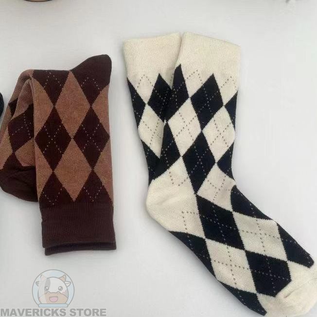 Vớ Cổ Cao Họa Tiết Sọc Caro Phong Cách Vintage Thời Trang Nhật Hàn Cho Nam Nữ