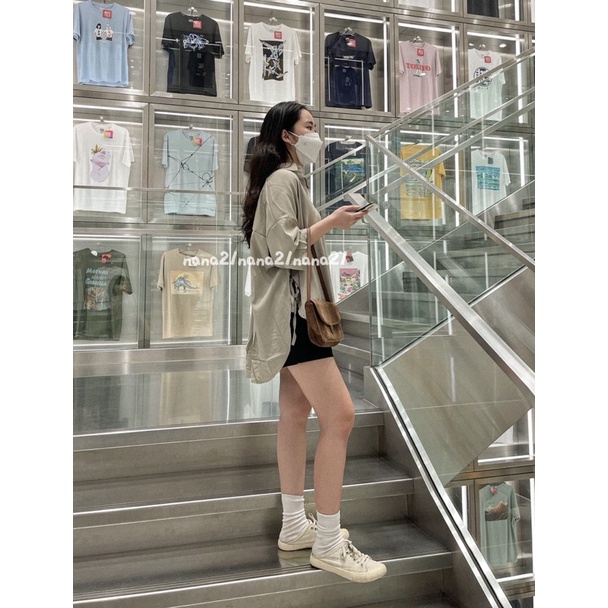 Áo sơ mi cộc tay buộc dây