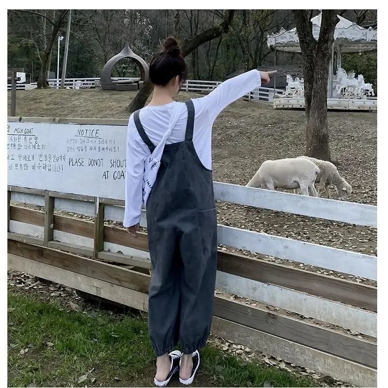 Quần Yếm Denim Dáng Rộng Phong Cách Thời Trang Hàn Quốc 2022