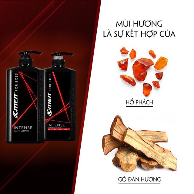 Dầu gội và Sữa tắm Xmen For Boss INTENSE 650g (mầu đỏ)