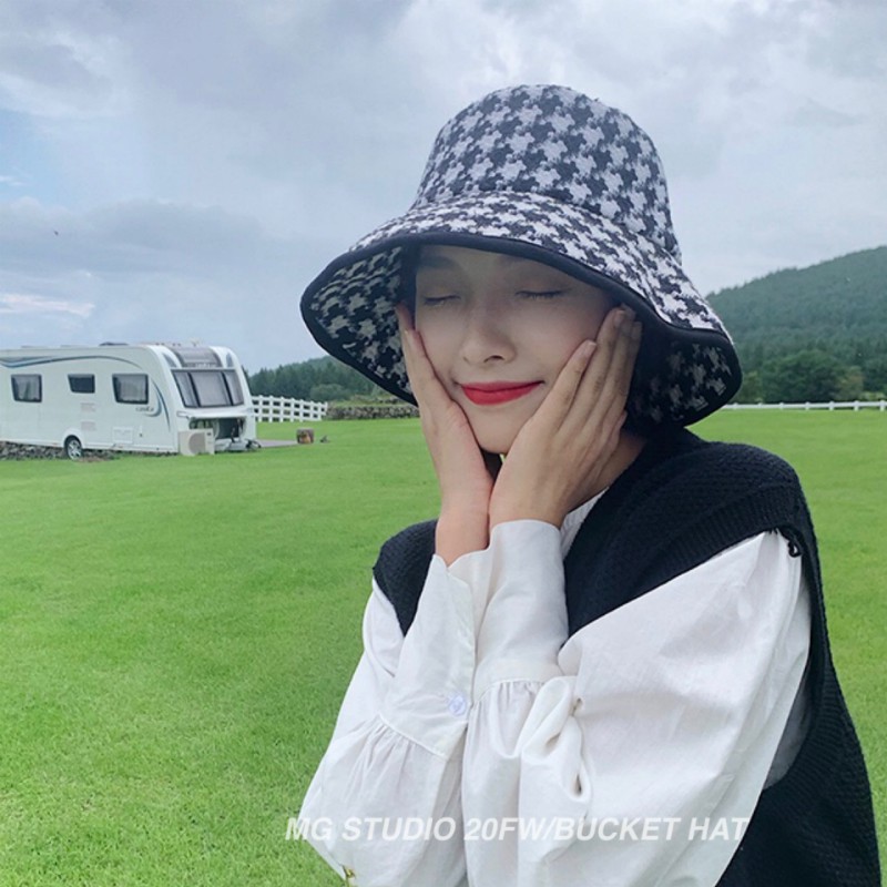 Mũ bucket MG STUDIO chất liệu cotton họa tiết houndstooth độc đáo
