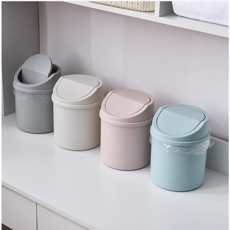 Thùng rác cỡ nhỏ để bàn Có Nắp Xoay + Kéo + Nắp Nhỏ Tiện Dụng Cho Gia Đình / Văn Phòng