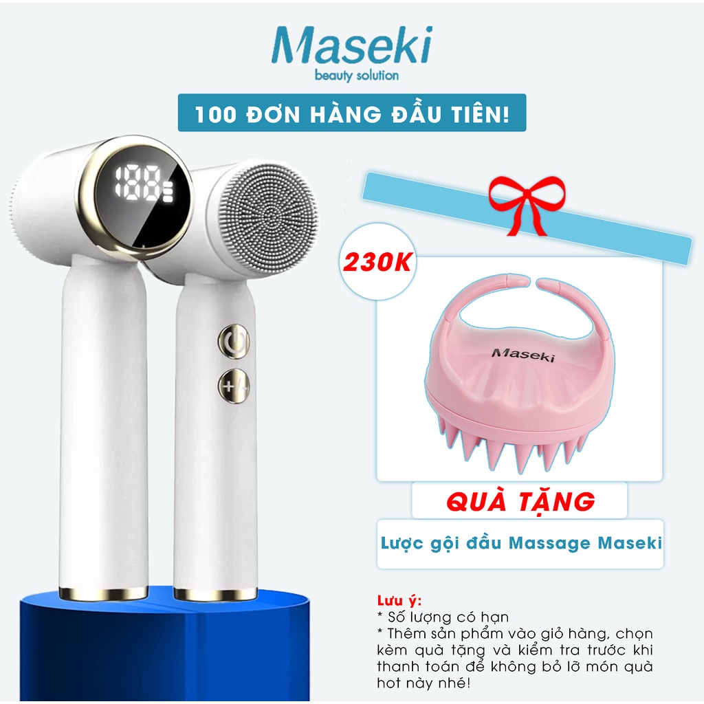 Máy Rửa Mặt, Massage Mặt Maseki 6 in 1 - 6 Đầu Thay Thế Đa Năng, 3 Tốc Độ Xoay, Màn Hình Led - Massage, Làm Sạch Sâu