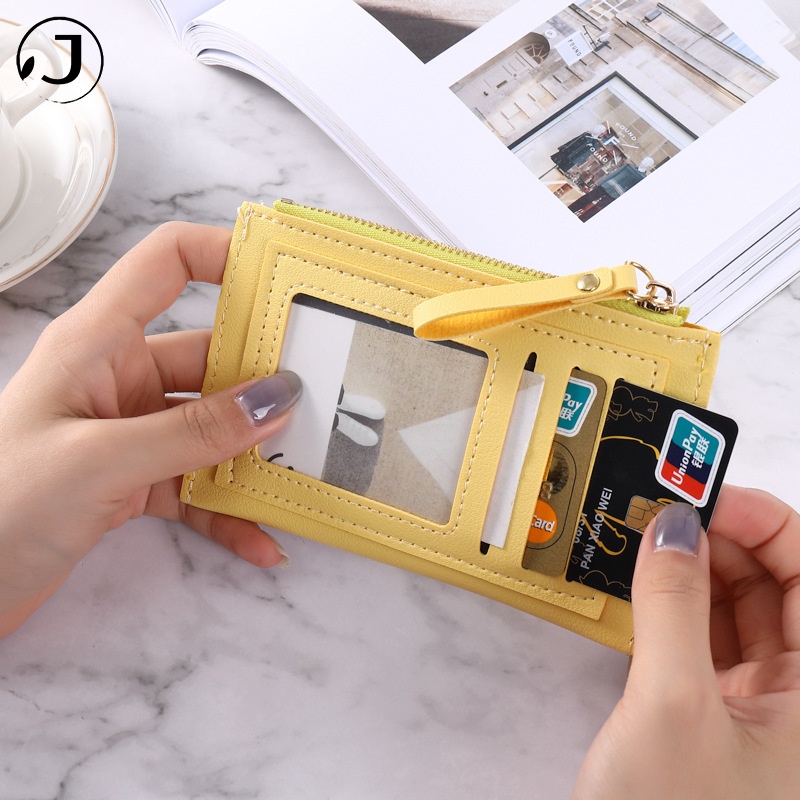 Ví ngắn đựng thẻ có khóa kéo in hoạt hình dễ thương dành cho nữ