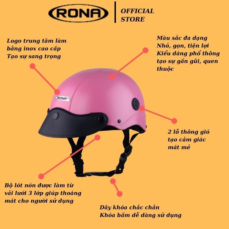 Mũ bảo hiểm nửa đầu RONA tem khủng long kute