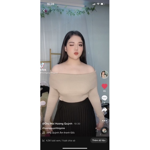 Áo len trễ vai Hương Quỳnh Bigsize QCCC L1