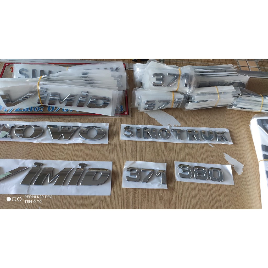 Chữ mạ crom cho xe Howo gồm có Howo, Sinotruk, Vimd,371, 380, 375, 420