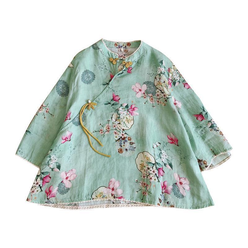 Áo Kiểu Tay Lửng In Hoa Thời Trang Mùa Hè Vintage Dành Cho Nữ