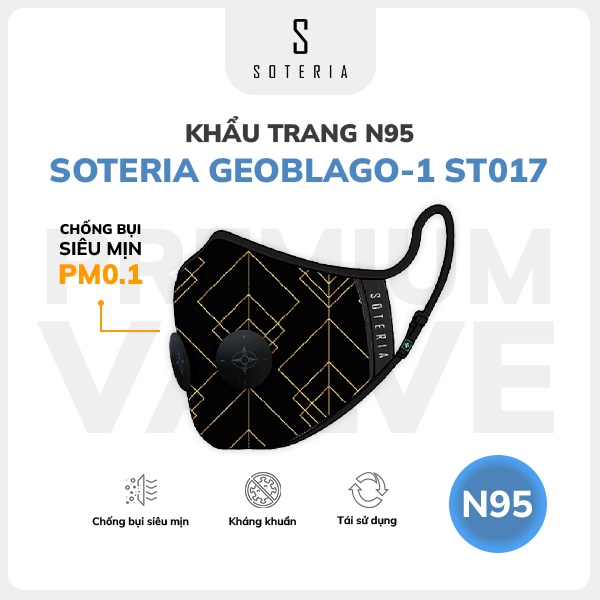 Khẩu trang thời trang Soteria Geoblago ST017 - N95 lọc hơn 99% bụi mịn 0.1 micro - Size S,M,L