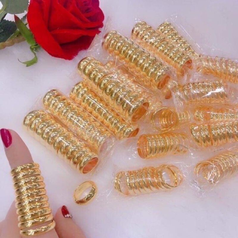 Nhẫn 1 chỉ  xi vàng 4 số 9 đẹp