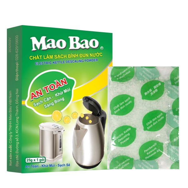 Chất Làm Sạch Bình Đun Nước Mao Bao 25g x1 gói