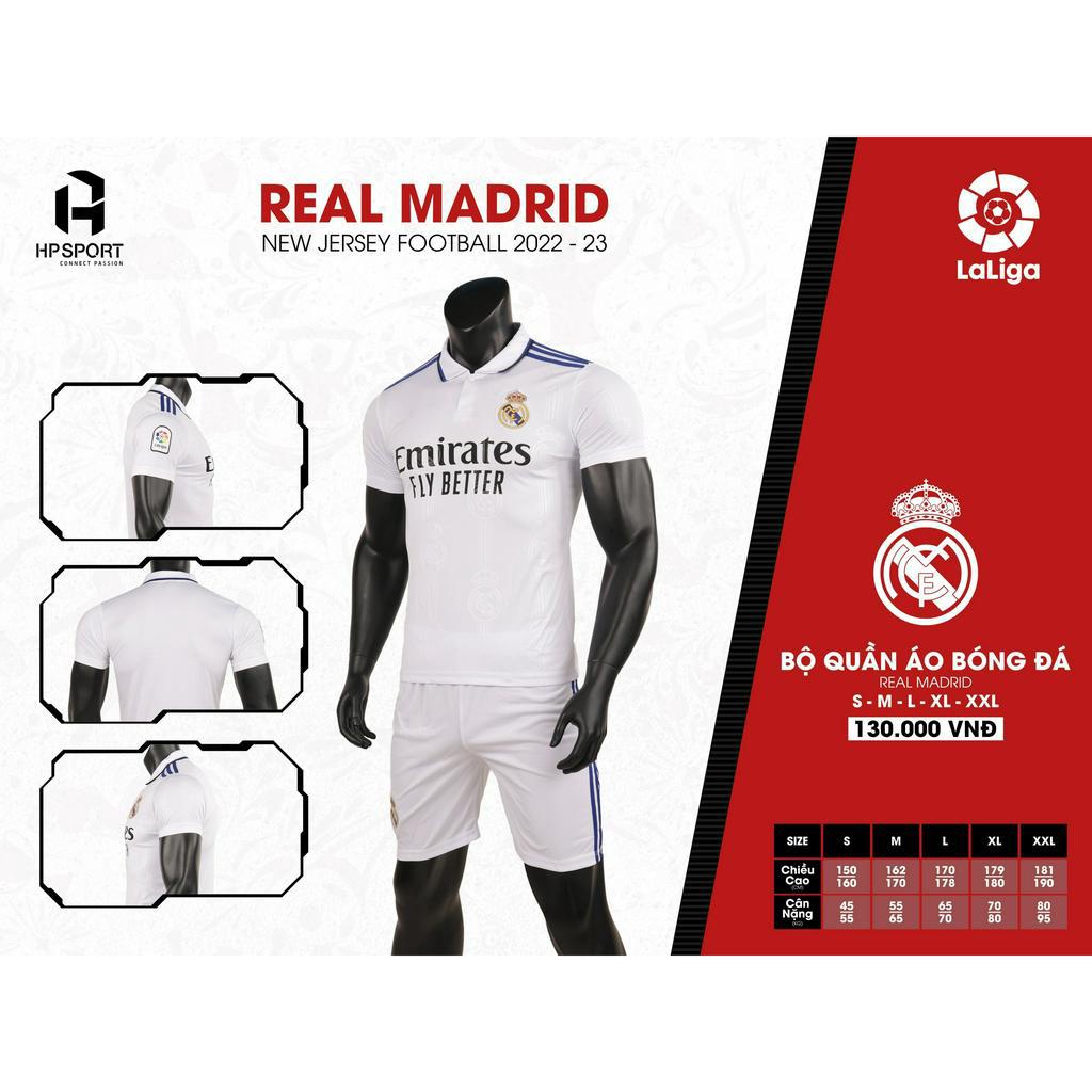 Bộ quần áo bóng đá, thể thao REAL TRẮNG CỔ BẺ thun lạnh cao cấp đủ size , cao cấp thoáng khí