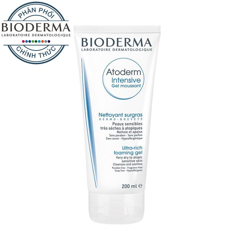 Gel rửa mặt dành cho da rất khô, nhạy cảm bị kích ứng Bioderma Atoderm Intensive Gel Moussant 200ml