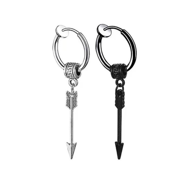 Bông Tai Nam Loại Kẹp Ko Cần Bấm Lỗ Tai Hình Mũi Tên Titan Ko Đen TT 4294 - 1 Cái