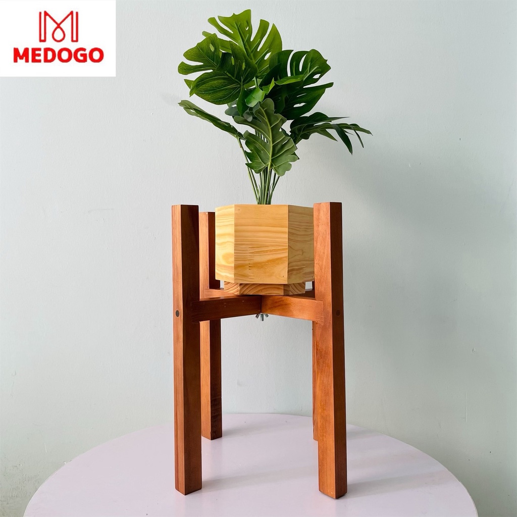 Đôn gỗ vuông để chậu cây cảnh trang trí, giá gỗ đỡ chậu cây MEDOGO