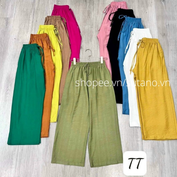 quần đũi nữ ống rộng chất lụa tơ đũi  cạp chun co giãn Q115 SUTANO