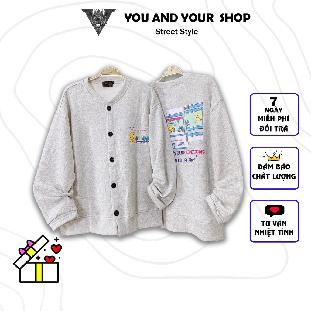 Áo Khoác Cardigan YAYSHOP unisex nam nữ chất nỉ bông mềm - GAME OVER