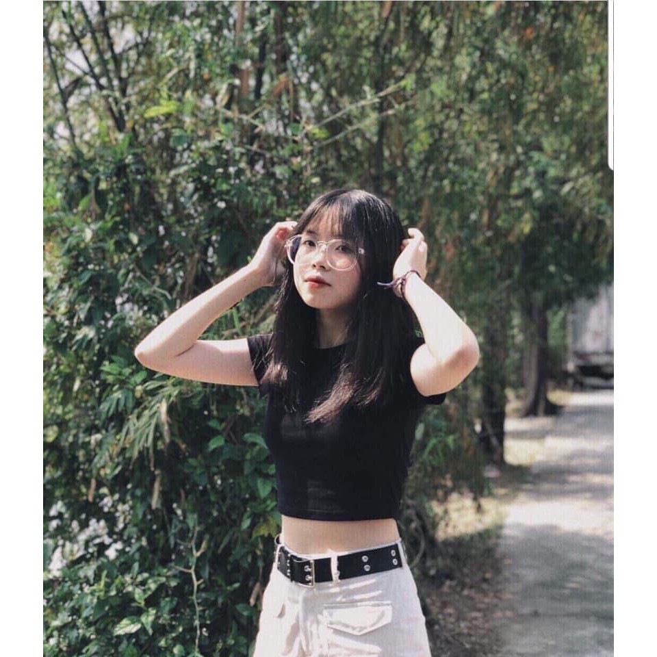 ÁO CROPTOP ÔM BODY NGẮN TAY CHẤT GÂN MỊN MÁT Laca Store M2-1, áo crt basic chất gân