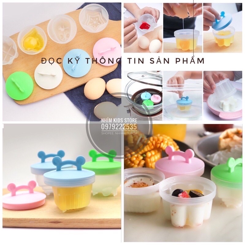 Bộ 4c Khuôn Hấp Trứng, Khuôn Hấp Bánh, Khuôn Làm Pudding, Thạch..Cho Bé Ăn Dặm
