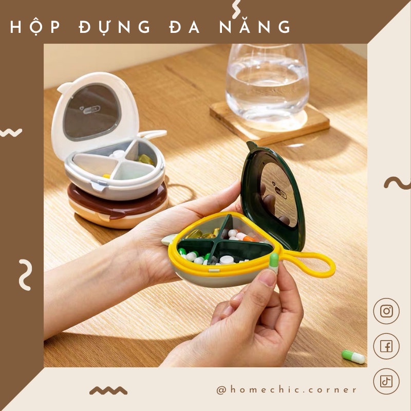 Hộp đựng thuốc, niềng răng, vật dụng đa năng size mini chống nước Sushi, hộp chia thuốc tiện lợi | HOME CHIC CORNER