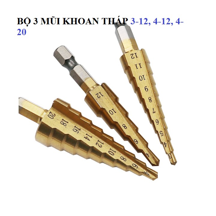 Bộ 3 Mũi Khoan Tháp