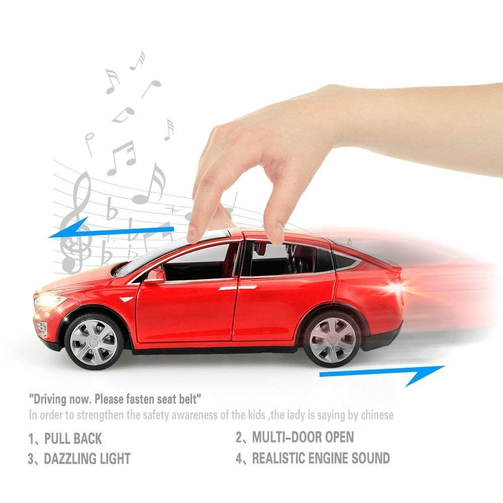 Mô hình xe hơi kéo lùi Tesla X90 tỉ lệ 1:32 có đèn và âm thanh cao cấp