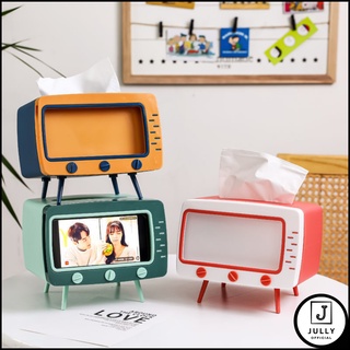 Hộp đựng khăn giấy có khe để điện thoại tiện dụng hình tv - j25
