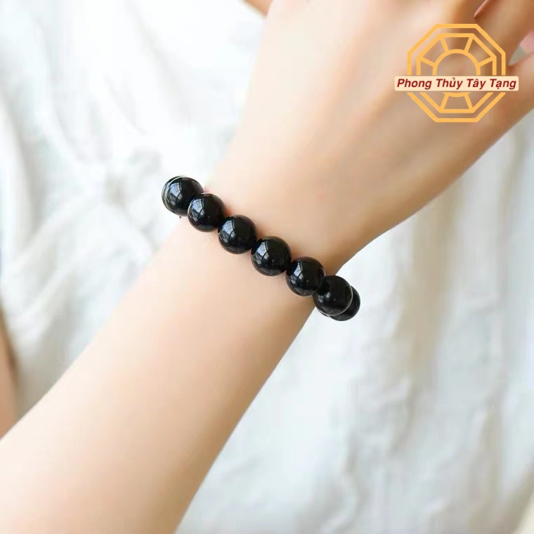 Vòng tay phong thủy đá Núi Lửa Đen  May Mắn Tài Lộc Bình An nam nữ mệnh Thủy Mộc - Phong Thủy Tây Tạng